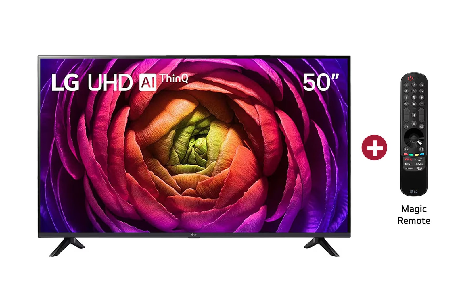 Vista Frontal TV LG UHD AI 50", incluye Magic Remote