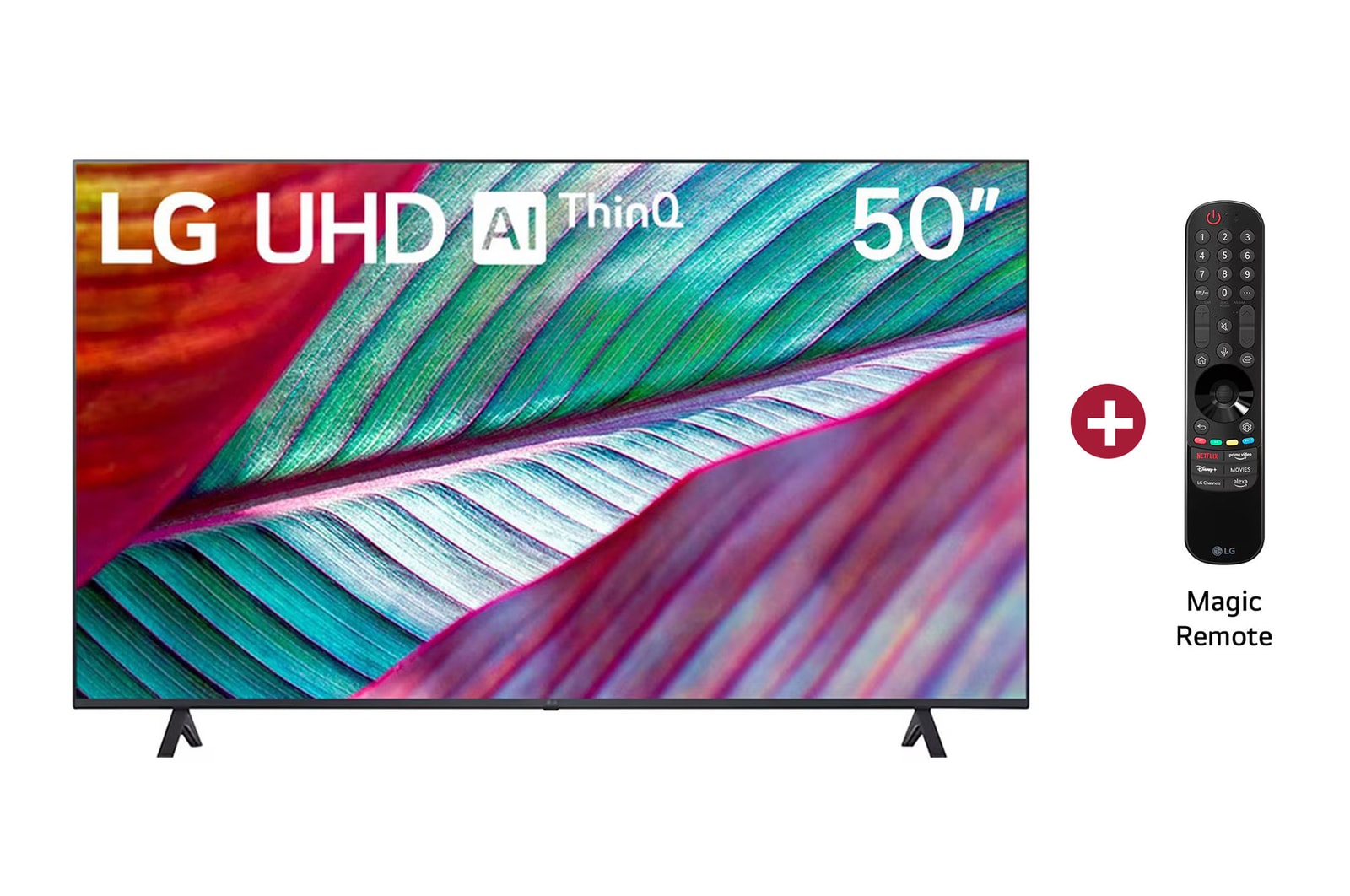 Vista Frontal TV LG UHD AI 50", incluye Magic Remote