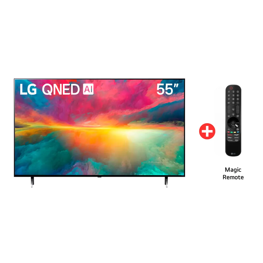 Vista frontal Tv QNED AI 55", incluye Magic Remote