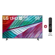 Vista frontal TV LG UHD AI 55", incluye Magic Remote