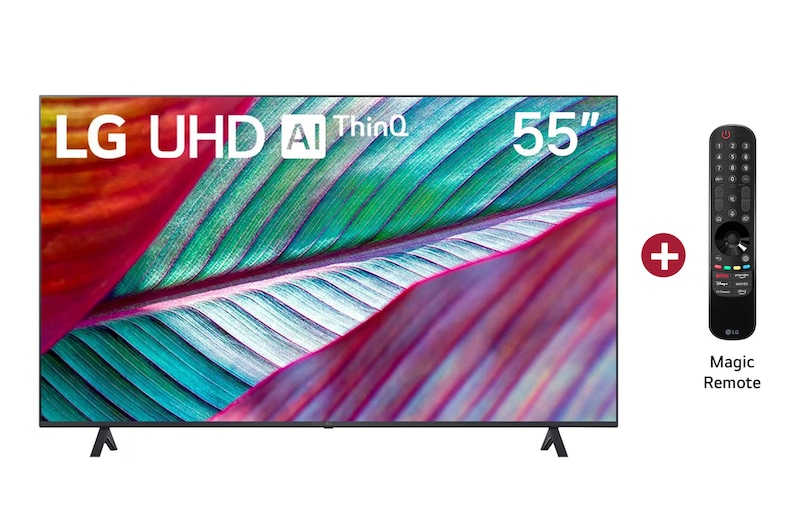 Vista frontal TV LG UHD AI 55", incluye Magic Remote