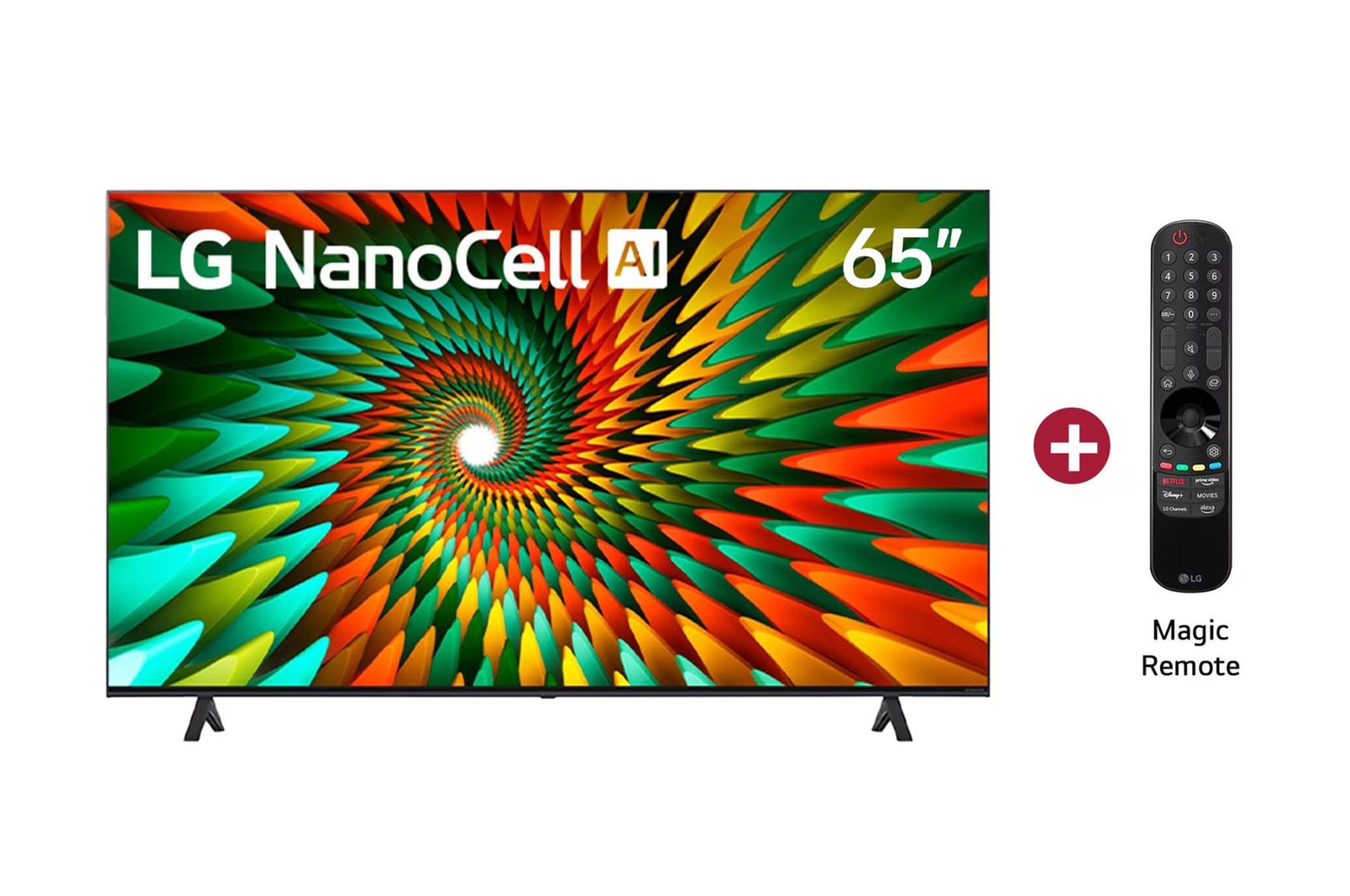 Vista frontal LG NanoCell AI 65", incluye Magic Remote
