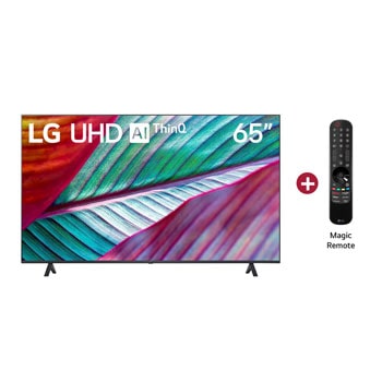 Vista frontal TV LG UHD AI 65", incluye Magic Remote