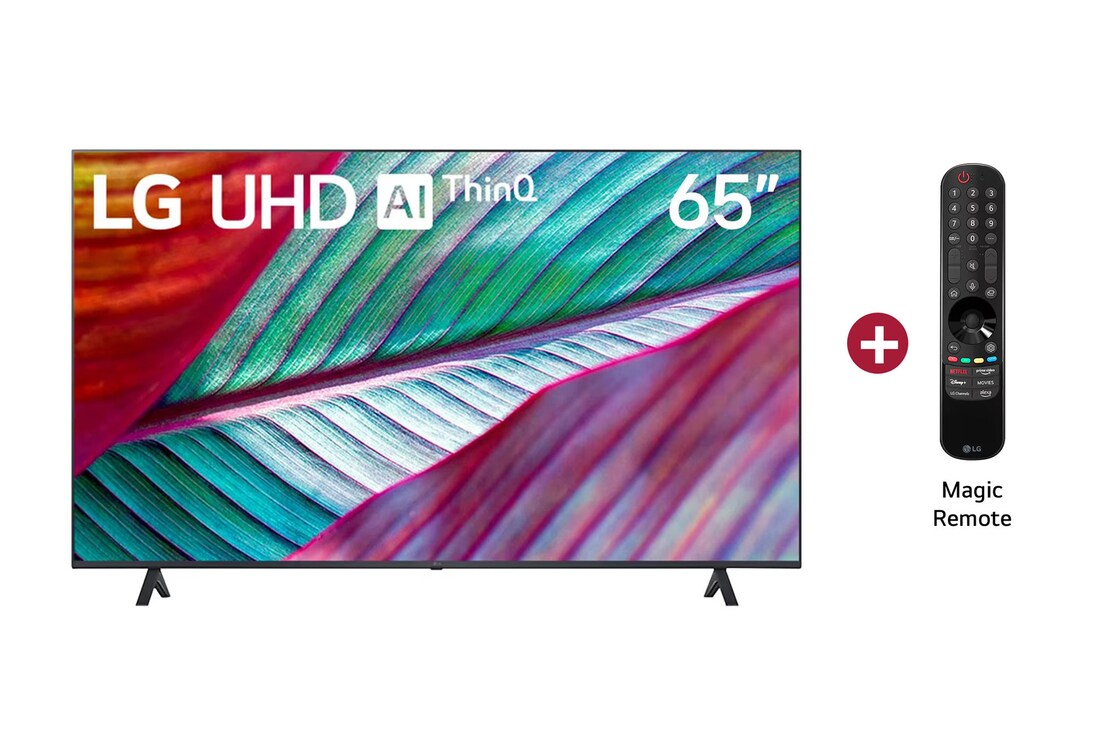 Vista frontal TV LG UHD AI 65", incluye Magic Remote
