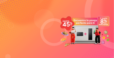 Banner promocional combo de electrodomésticos LG 45%