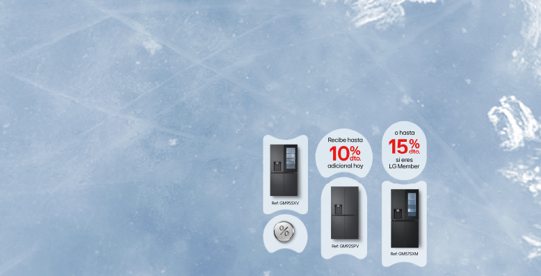 Neveras LG Instaview con 10% y 15%  de dto. adicional en fondo azul