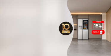 Banner promocional de 10 años LG sobre nuvera InstaView LG