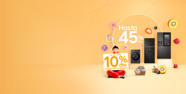 Banner promocional de electrodomésticos LG 45%