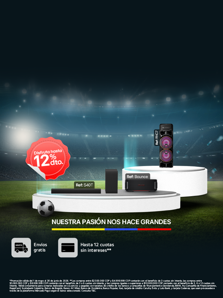 Audio LG sobre de un campo de fútbol