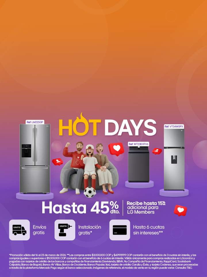 banner promocional Hot Days electrodomésticos hasta 45% de descuento LG 