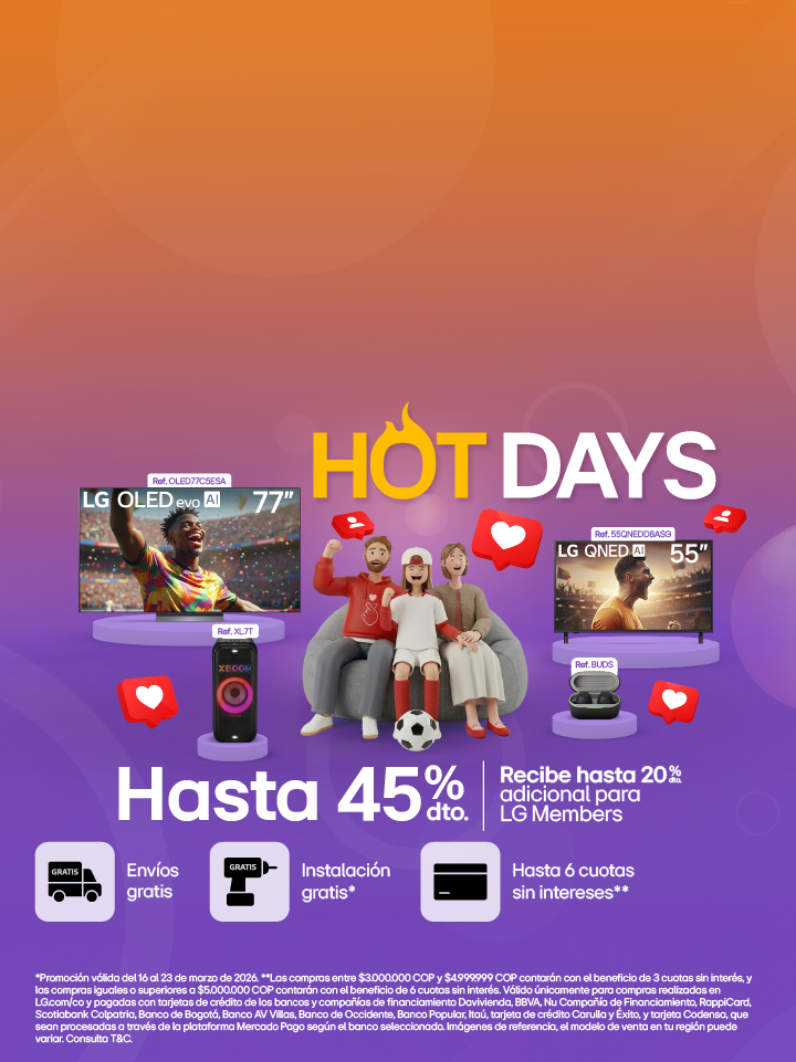 banner promocional Hot Days hasta el 45% de descuento en TVs y Audio