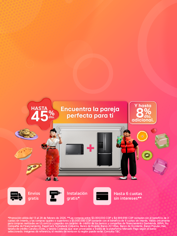 banner promocional combo electrodomésticos hasta 45% de descuento LG 