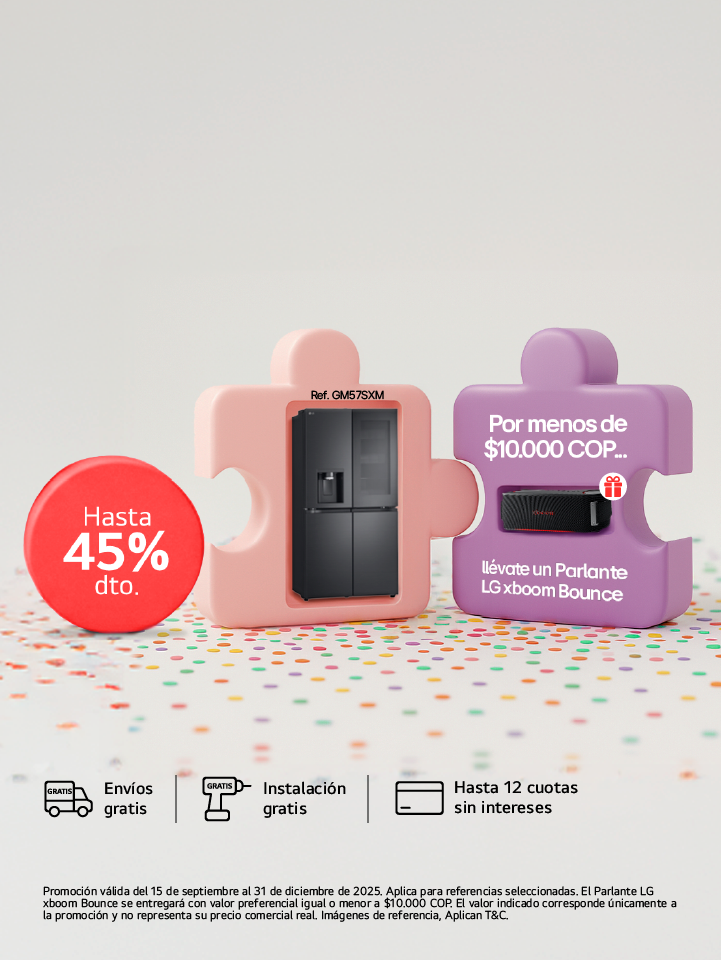 Banner promo Nevecón 45% de descuento. regalo un parlante LG xboom Bounce