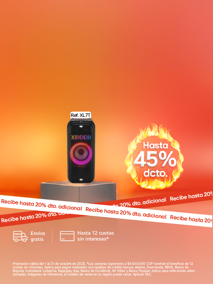 anner promocional Audio hasta 45% de descuento LG Hoy Days con fuego 