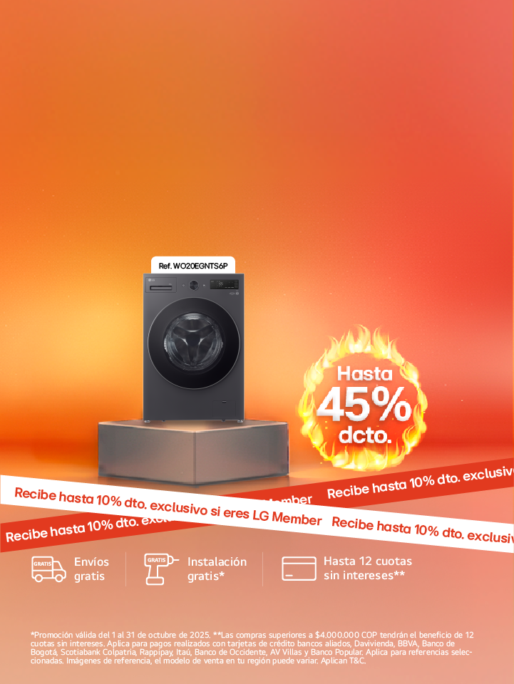 banner promocional neveras hasta 45% de descuento LG Hoy Days con fuego 