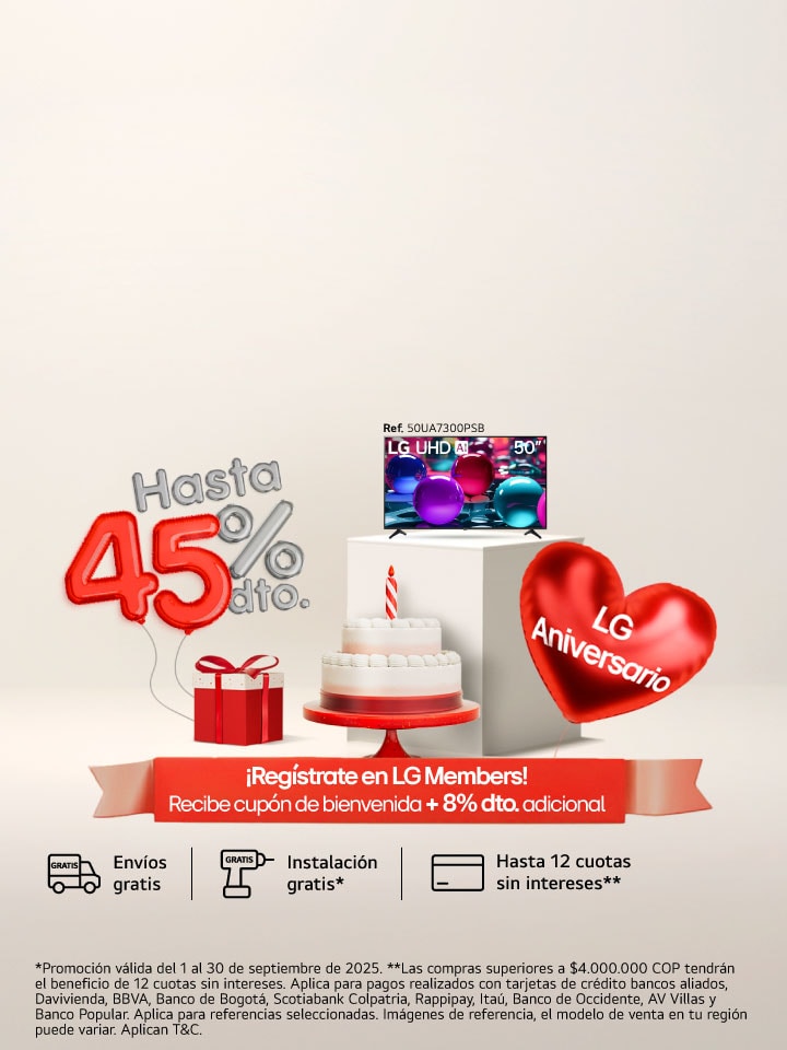 Banner Aniversario LG, TV y más ara ti hasta un 45% de descuento