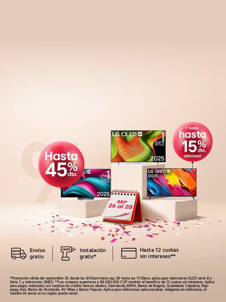 Banner promo fin de semana 45% de descuento.con un 15 % de descuento TV