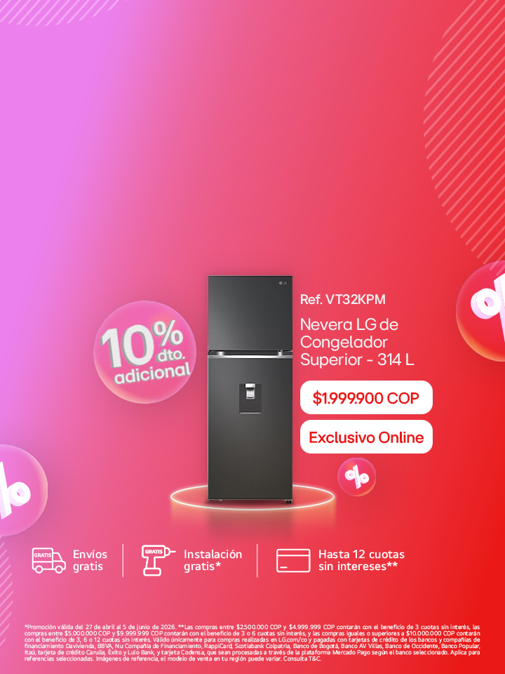 Promo Nevera LG hasta un 10% adicional