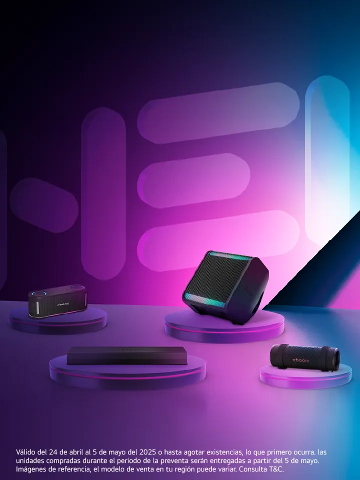Fotos de lo nuevo audio LG 2025  con fondo de diferentes colores