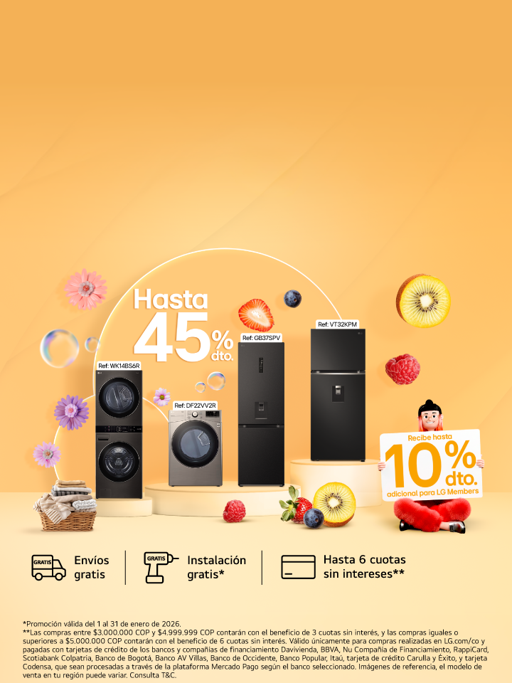 banner promocional electrodomésticos hasta 45% de descuento LG 