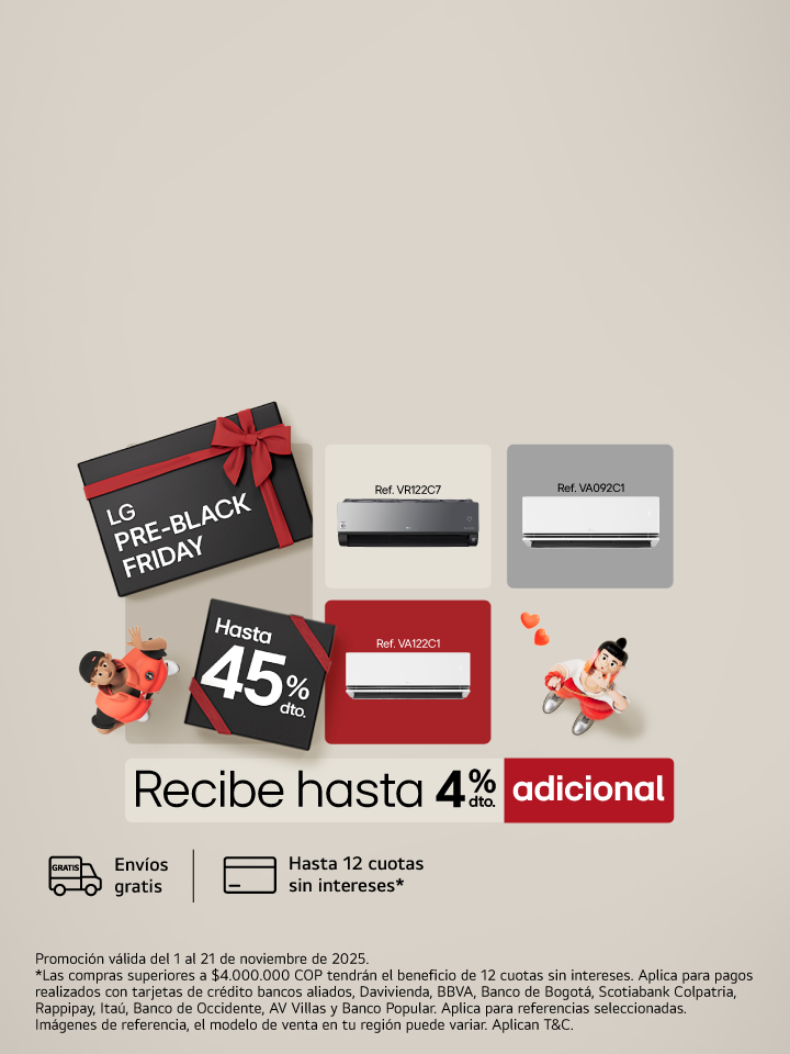 Banner promocional Aires LG: Pre Black ofertas increibles 