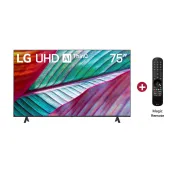 Vista frontal TV LG UHD AI 75", invluye Magic Remote
