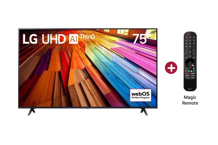Vista Frontal TV UHD AI 75", incluye Magic Remote