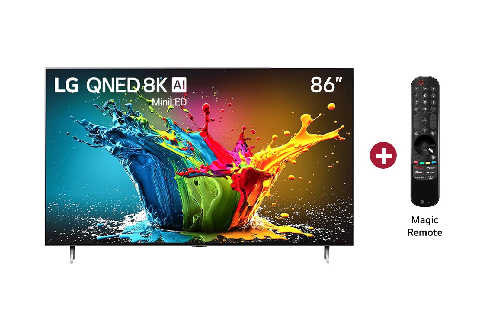 Vista frontal del televisor LG QNED, QNED99