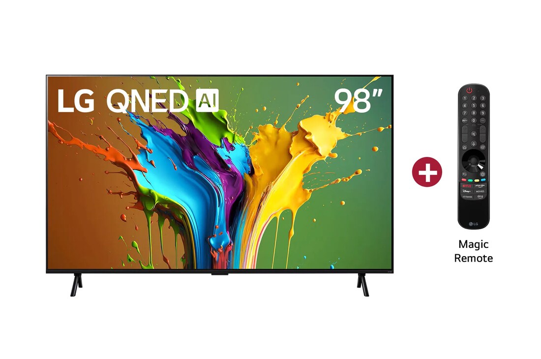 Vista frontal del televisor LG QNED, QNED89