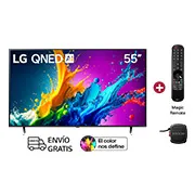 Vista frontal de Combo exclusivo TV 55 pulgadas QNED + Parlante LG XBOOM XG2T 55QNED80TSA.XG2