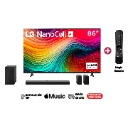 Televisor LG NanoCell de 86 pulgadas modelo 80TSA, con tecnología de pantalla avanzada y diseño contemporáneo, que proporciona colores intensos y calidad de imagen excepcional para un entretenimiento impresionante.