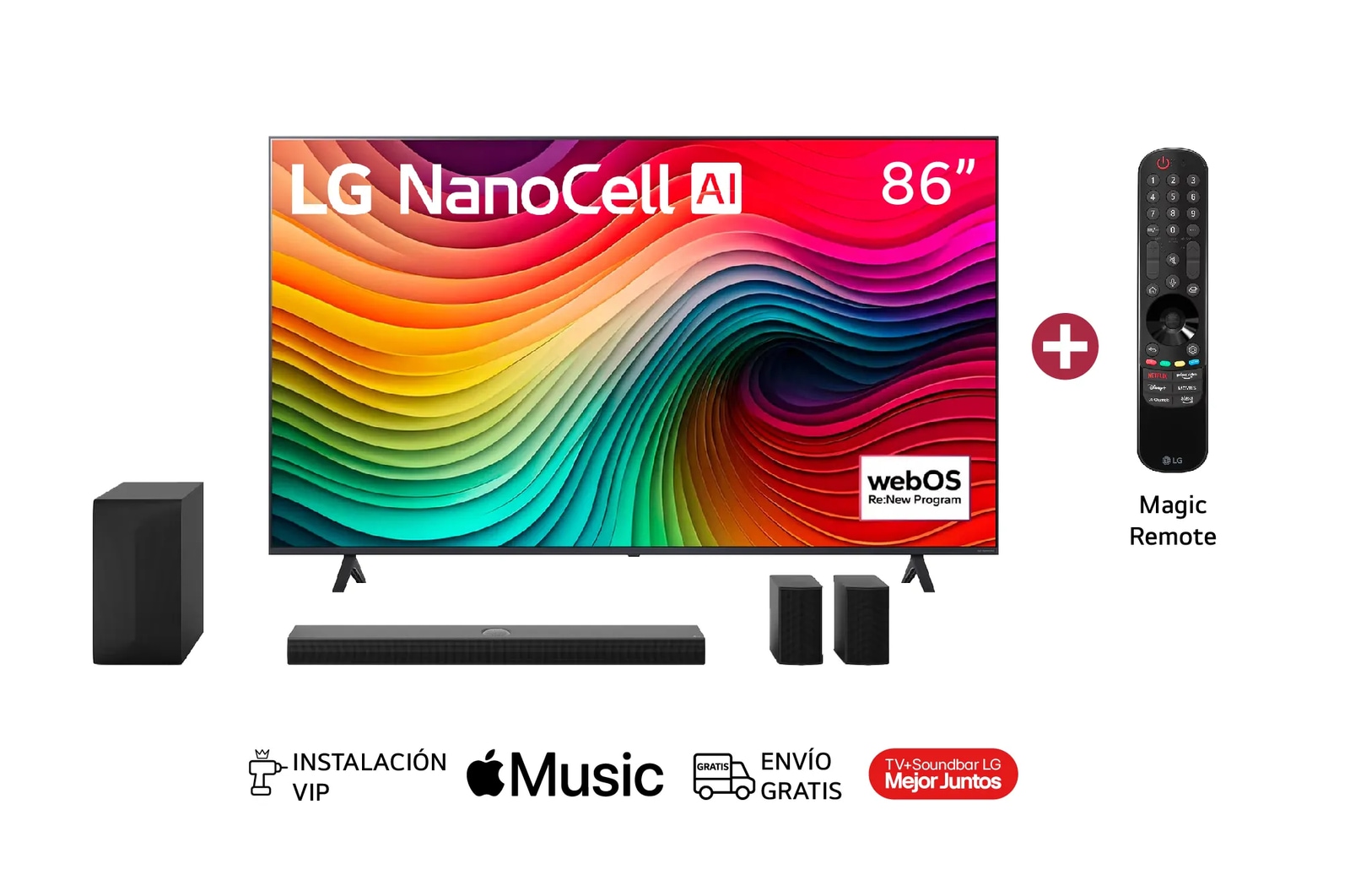 Televisor LG NanoCell de 86 pulgadas modelo 80TSA, con tecnología de pantalla avanzada y diseño contemporáneo, que proporciona colores intensos y calidad de imagen excepcional para un entretenimiento impresionante.