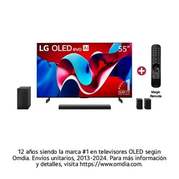Vista frontal de Combo TV 55 Pulgadas OLED evo - LG Soundbar S70TR - Dolby Atmos OLED55C4PSA.S70TR