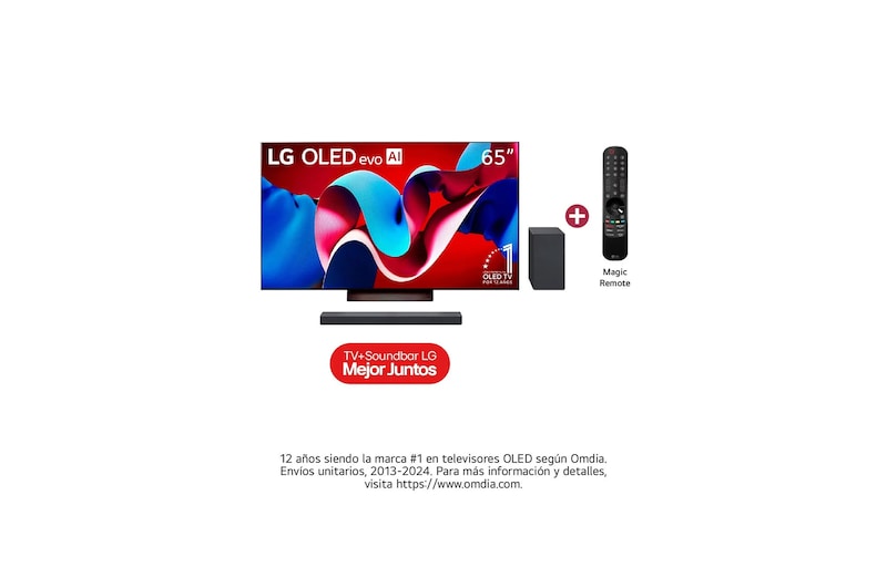 Vista frontal de Combo TV OLED65C4PSA 120Hz WebOS 24 + Barra de sonido SC9S-Dolby Atmos OLED65C4PSA.SC9S