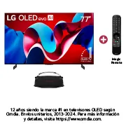 Vista frontal de Combo exclusivo TV 77 pulgadas OLED C4 + Parlante LG XBOOM XG8T OLED77C4PSA.XG8