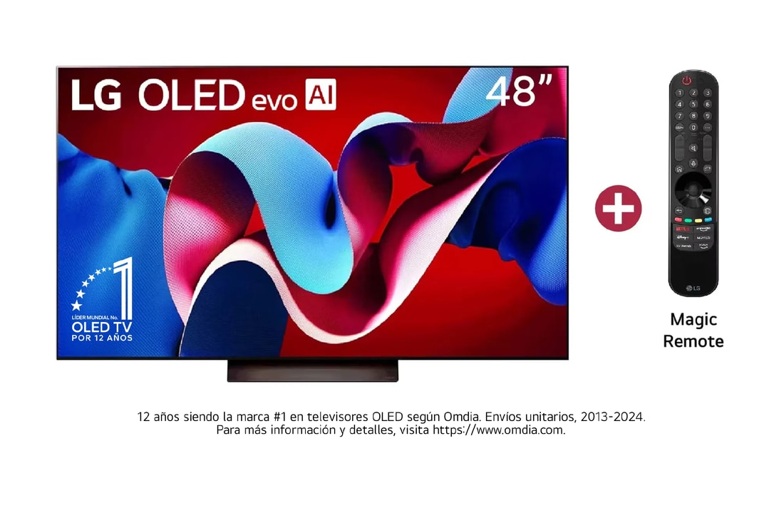 Vista frontal Televisor LG OLED Evo AI más Magic Remote