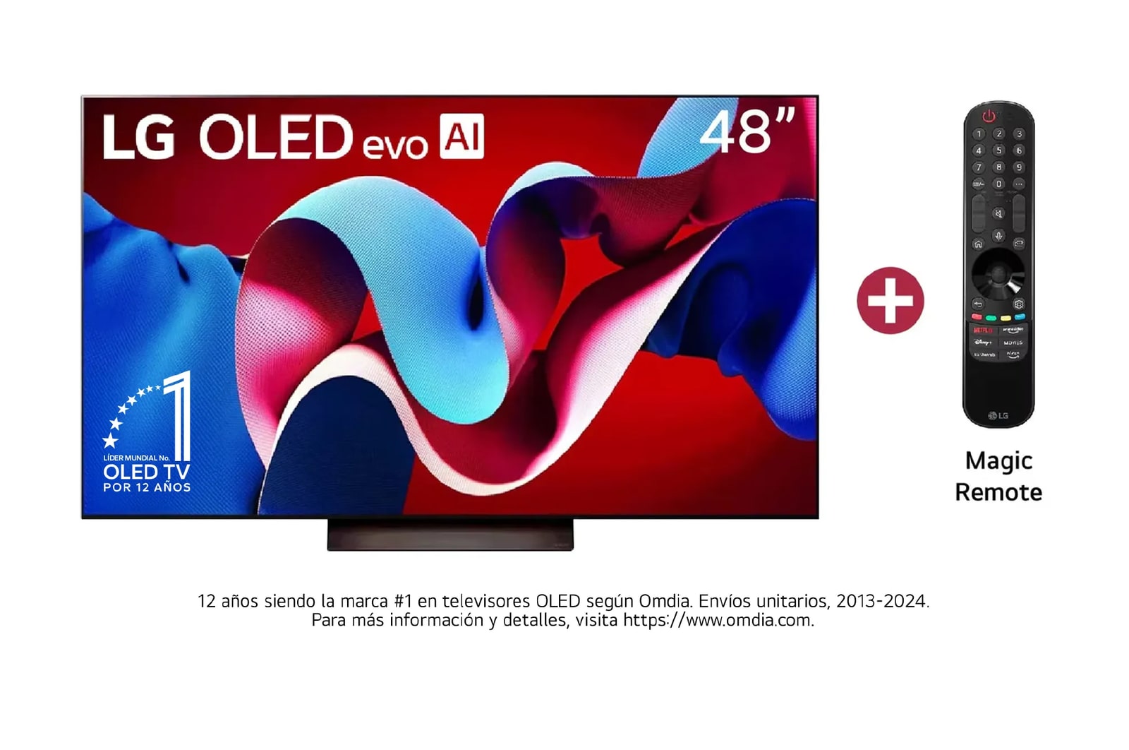 Vista frontal Televisor LG OLED Evo AI más Magic Remote