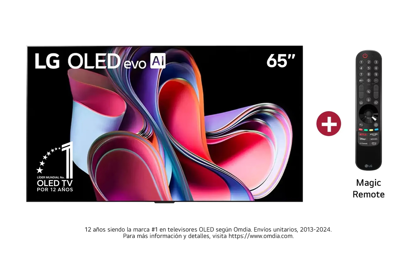 Vista Frontal TV OLED evo AI 65", incluye Magic Remote