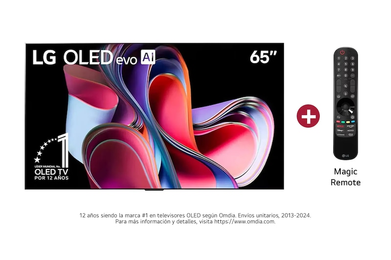 Vista Frontal TV OLED evo AI 65", incluye Magic Remote