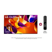 Vista frontal con LG OLED evo TV, OLED G4 evo AI 65", incluye Magic Remote