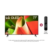 Vista frontal con LG OLED TV 77", incluye Magic Remote