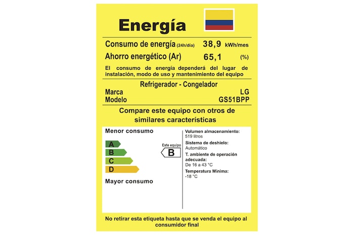 Consumo energetico Nevecón LG GS51BPP