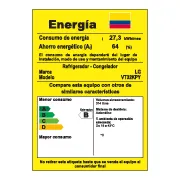 LG Nevera VT32KPY tarjeta consumo energético