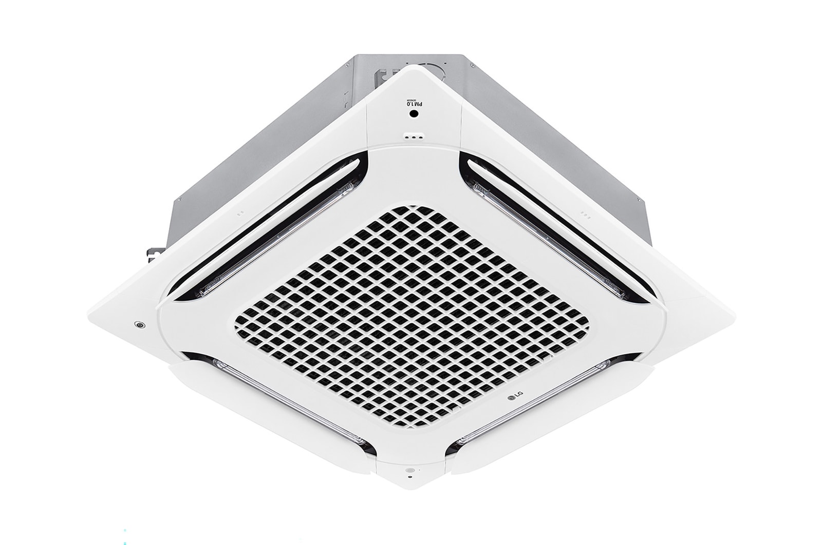 LG Dual Vane Cassette, unidad interior, 24kBTU tiene una forma cuadrada, y el aire se puede distribuir en cuatro direcciones.