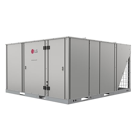 LG Inverter Single Package AK W150BCA0, de conductos de forma cuadrada a los lados derechos de la parte frontal.
