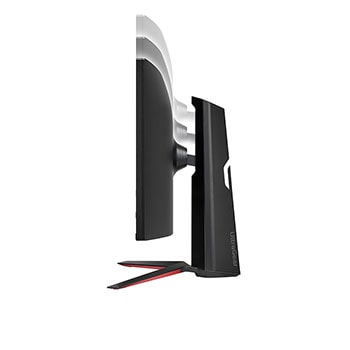 side view of the monitor moving downwards for height adjustment