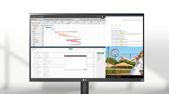 La animación muestra que se puede mostrar más contenido en una pantalla a la vez, gracias a la relación de aspecto 21:9.