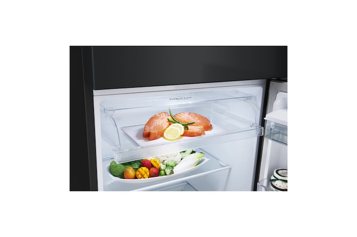 LG Nevera VT32KPY productos dentro acercamiento