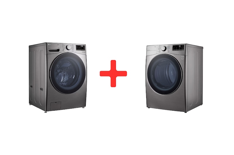 Vista frontal de Combo Lavadora 22kg -  AIDD - ThinQ & Secadora 22kg - Gran capacidad WM22VV2.DF22VV