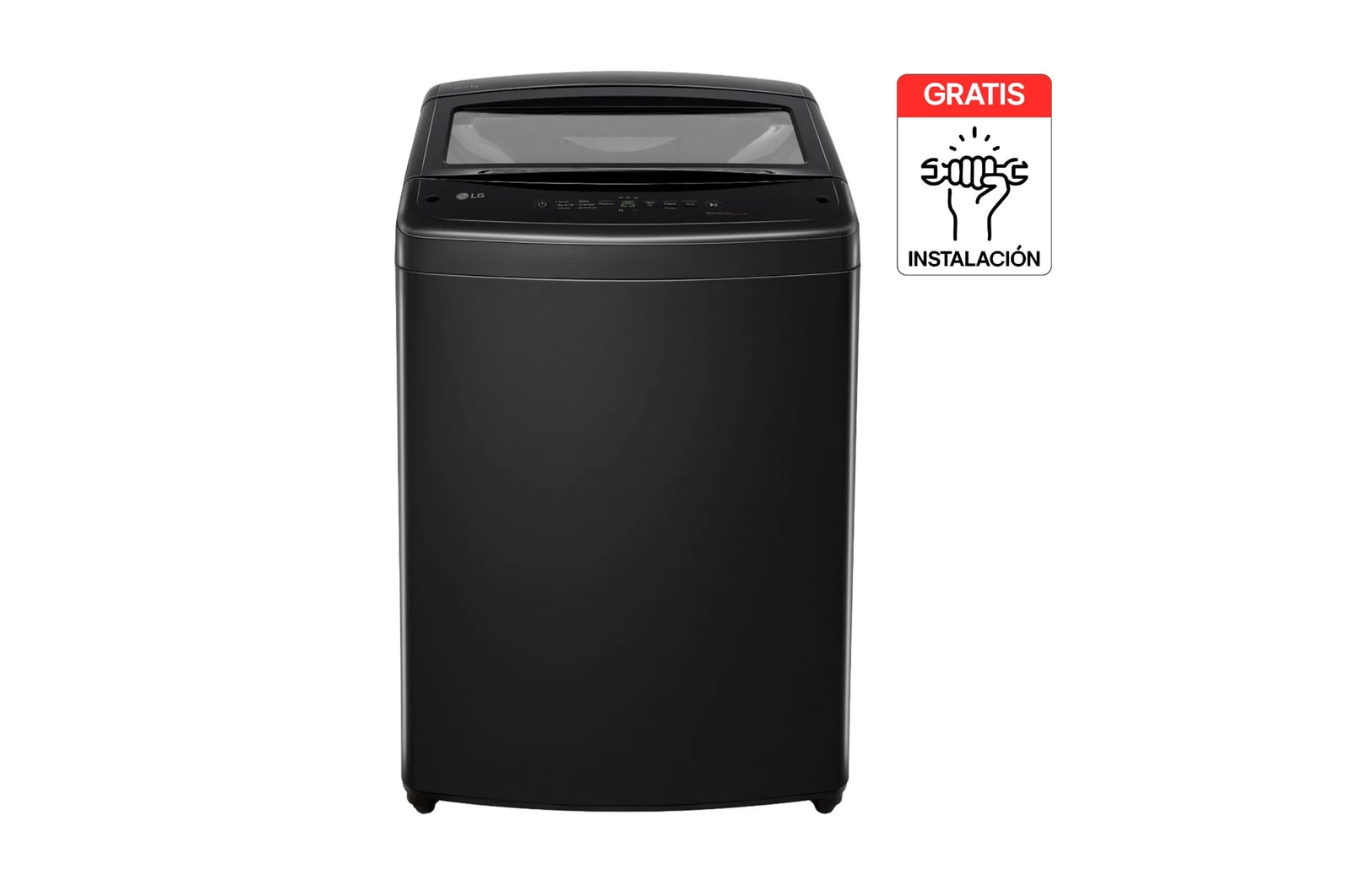 Vista frontal de Lavadora LG Carga Superior 13Kg Negro TurboDrum WT13NVTB